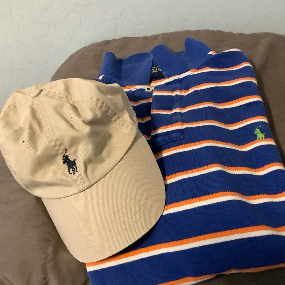 Bundled Polo Ralph Lauren striped shirt and cap